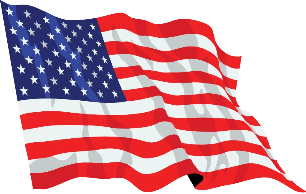 A waving American flag, representing an American owned and operated business.